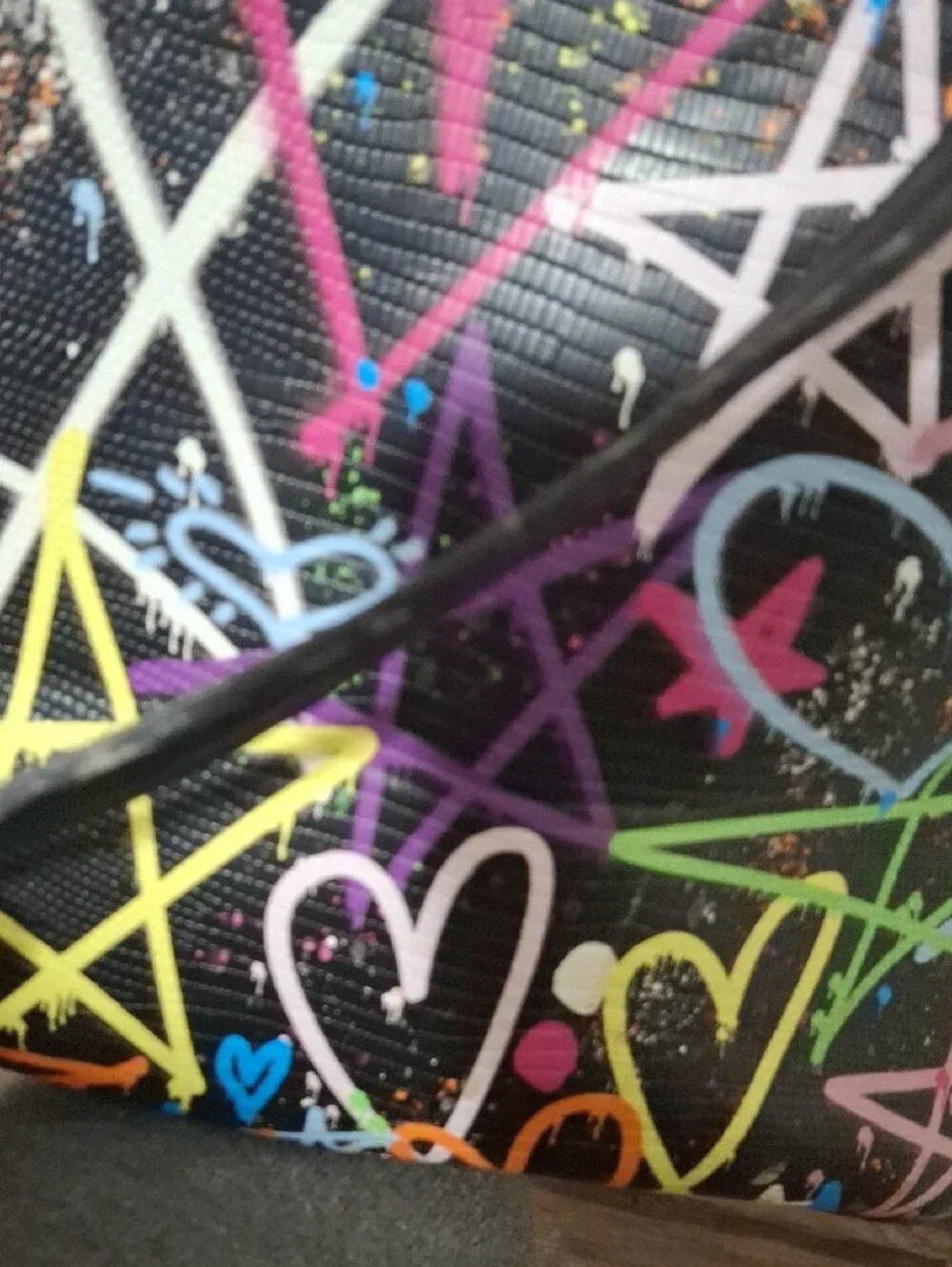 Betsey Johnson Black Multicolor Graffiti Heart Tote - Picture 14 of 15